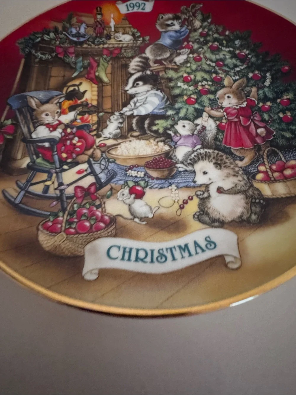 Vintage 1992 Avon Christmas Friends Woodland Animals 22K Gold Plate 8 Inch